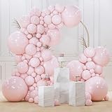 PartyWoo Pale Pink Balloons 100pcs Different Sizes of 18 12 10 5 Inch Light Pastel Baby Pink Balloon Arch Kit for Engagement Bachelorette Baby Shower Easter Birthday Party Decorations Pink-Q01