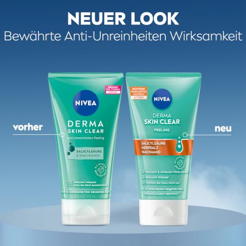 NIVEA Derma Skin Clear Peeling, porenverfeinerndes Peeling für Gesicht und Körper, Gesichtsreinigung mit Salicylsäure & Niacinamid für ein sichtbar verbessertes Hautbild (150 ml)