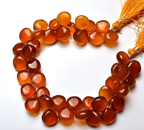 LKBEADS 1 pasmo naturalne 20 cm długości pasma, wspaniałe chalcedon gładkie koraliki w kształcie serca briolette 10 do 11 mm