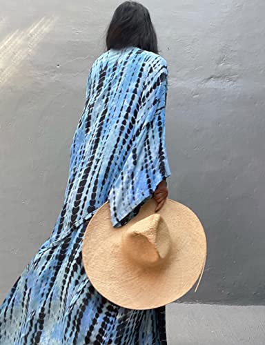 Image of Bsubseach Stylish Tie Dye Open Front Long Kimono Swimsuit Coverup for Women | Loose Fit Boho Style Bathing Suits Cardigans,Summer Causal Resort Wear