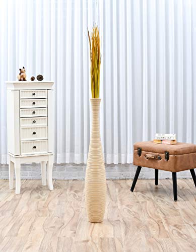 Image of Leewadee Tall Vase Filler , Natural Grass Stems - 2 Bunches of Colored Branches for Vases, Carefully Dried Twigs for Home and Bar Decoration, 45 inches, Yellow
