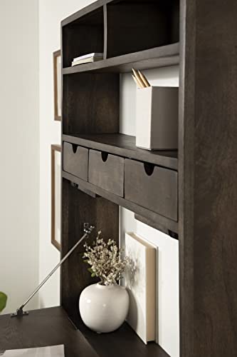 Image of Kate and Laurel Georgie Rustic Wood Floating Desk, 26 x 6 x 30, Rustic Brown, Bohemian Computer Desk for Home Office with Folding Design