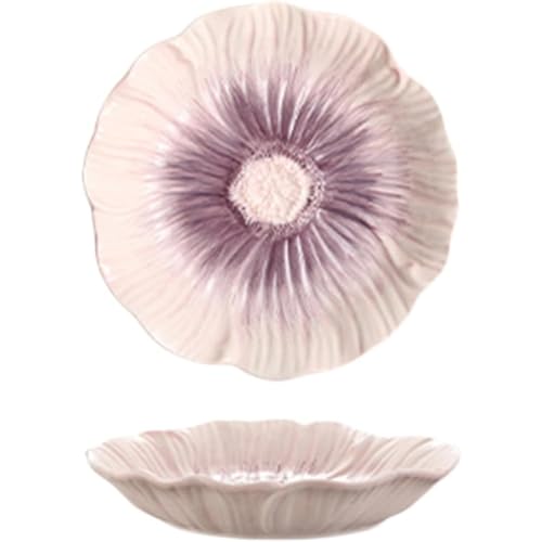 ITMEAT食器かわいい水墨風レトロ無地グラデーション磁器モダンな円形デザイン洋風食器円盤チャーハンサラダ主な料理盛り皿 (深盤)