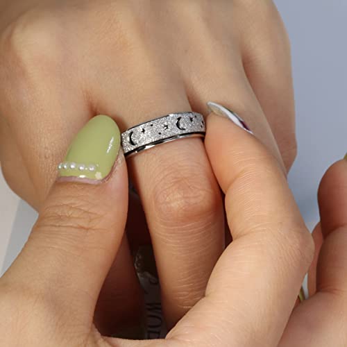 MHWTTY Anxiety Ring for Women Fidget Toys Adults Ring Spinner Rings Fidget Rings for Women Anxiety Toys Anxiety Relief Toys Gift for Women Men (Silver_A, 8) — view 4