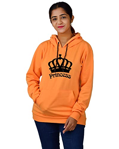 Image of More & More HOODMASTER Women's Fleece Hoodie Sweatshirt with Pockets Full Sleeves Regular Fit Solid Pattern Princess Theme Hooded Neck and Standard Length | Women Fleece Hoodie