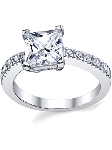 Metal Masters 1.25 Carat Princess Cut Cubic Zirconia CZ Sterling Silver 925 Engagement, Wedding Ring Sizes 5 to 83