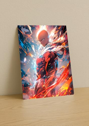Image of NIJUKA Anime Printed A4 Size Metal sheet Poster For Home And Room Decoration | For Anime Art Fans Boys And Girls (Ultimate Form Of Saitama)
