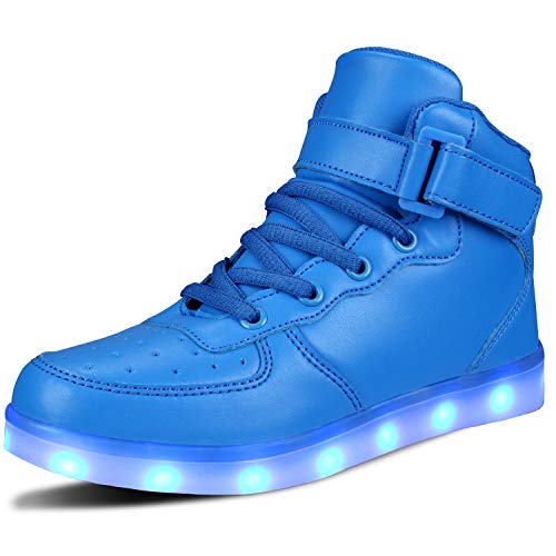 WONZOM LED Light Up Shoes USB Flashing Sneakers for Toddler/Kids Boots-31(Shining Blue