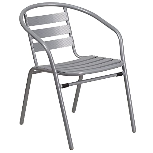 Tiau Silver Metal Restaurant Stack Chair With Aluminum Slats #TOP13