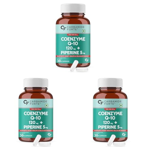 Carbamide Forte Coq10 Coenzyme Q10-120mg Capsule with Piperine 5mg Supplement – 30 Veg Capsules (Pack of 3) (B0DDTXW3HD) Amazon Price History, Amazon Price Tracker