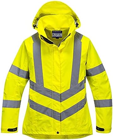 Portwest LW70 Women's Hi Vis Reflective Waterproof Rain Jacket Yellow, Medium