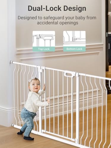 Image of Mom's Choice GROWNSY Baby Gate, 53 inch-57 inch Auto-Close Dog Gate for Stairs & Doorways, Pressure-Mounted Easy Install - No Drill, Walk Through, Safe & Durable