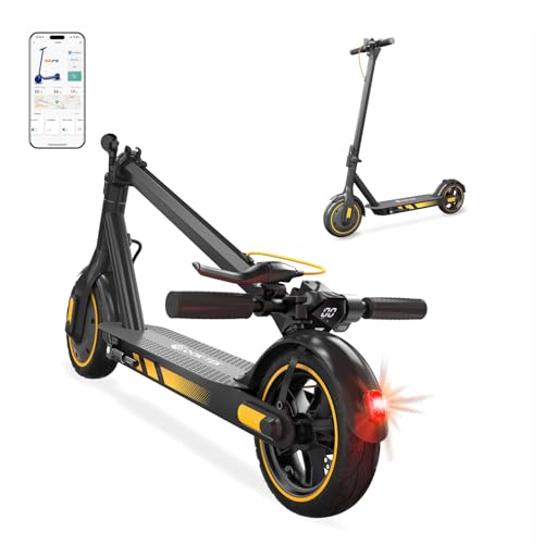 OOKTEK Patinete Electrico Adultos 10', Scooter Eléctrico Potente 500W, Batería 10.5Ah, Frenado Dual, 3 Modos De Elocidad, Autonomía de hasta 25-35km (Amarillo)