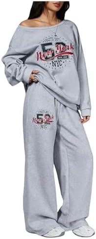 RoseSeek Conjunto de 2 peças de moletom feminino, ombros de fora,...