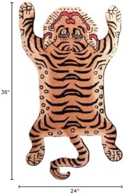 Allen Home-Kids Wool Area Rug-Brown Tiger Shape