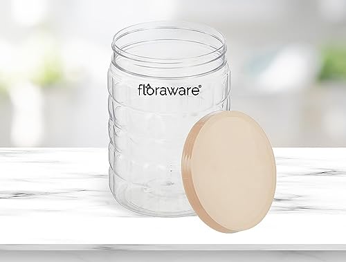 Image of Floraware Jar Container, Set of 18 (6 pcs x 280 ml Each, 6 pcs x 500 ml Each, 6 pcs x 1000 ml), Kitchen Organiser, BPA Free, Stackable (Choco)