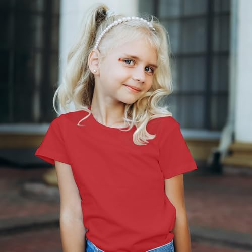 Image of Girls /Kids /Toddlers Crew Neck Cotton T-Shirts Short Sleeve Summer Basic Tops(Age 2-12Y)