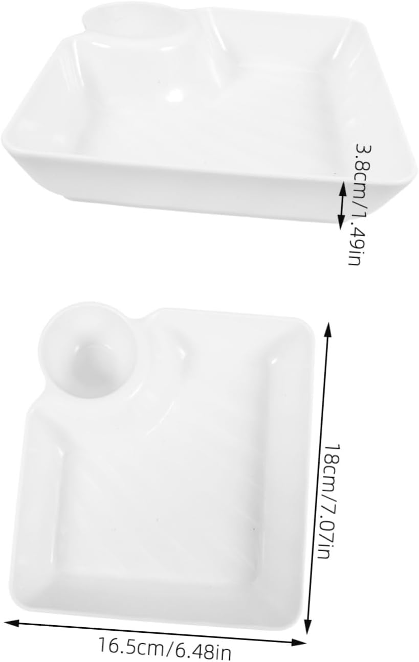 8pcs White Reusable PP Chip Dip Serving Plates with Sauce Holder Xmas