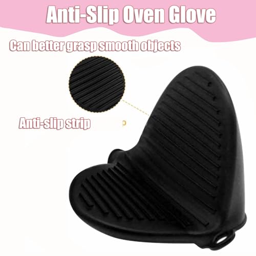 2Pairs Silicone Oven Mitts for Air Fryer, Heat Resitant Oven Glove Pot Holder Thicken Mini Oven Gloves for Kitchen Cooking Baking Grilling BBQ - Image 3