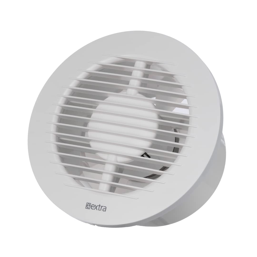 Europlast Ø 125mm Extracteur d'Air Silencieux Avec Capteur d'Humidité et Minuterie - Ventilateur Salle de Bain Blanc - Ventilateur Mural pour Cuisine WC Salle de Bain