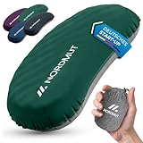 NORDMUT® Campingkissen aufblasbar [SoftSleep+] Komfortables Kissen Ultraleicht mit kleinem Packmaß – Reisekissen aufblasbar inkl. waschbarem Kissenbezug (Grün)