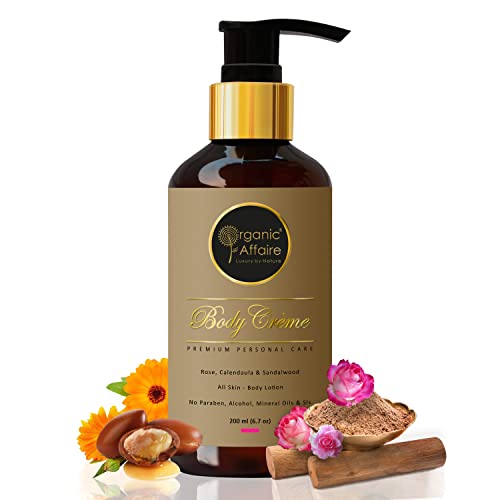 Image of Organic Affaire All Natural Body Lotion (All Skin) Rose, Calendula, Sandalwood, Jojoba & Shea Butter | Free from Paraben, Mineral Oils, Alcohol & Sls 200ml