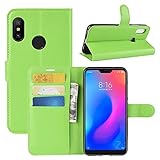 HualuBro Funda para Xiaomi Mi A2 Lite, Funda Libro de Cuero PU Premium con Tapa y Cartera Flip Cover Magnético Carcasa para Xiaomi Mi A2 Lite Case (Verde)