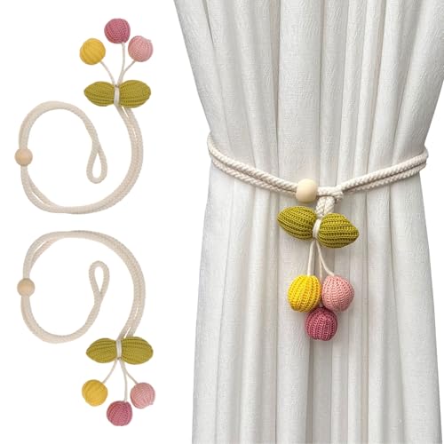 JK Home 2個セット ロープ カーテン タッセル カーテン留め 飾り カーテンホルダー 可愛い とめ具 カーテンアクセサリー ロープタッセル 留め具式 タイプDのサムネイル