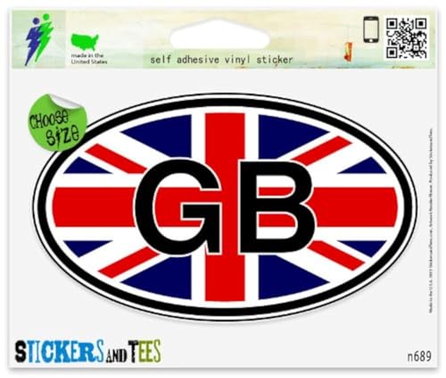 Great Britain GB Euro Union Jack Oval Vinyl Car Bumper Window Sticker 5