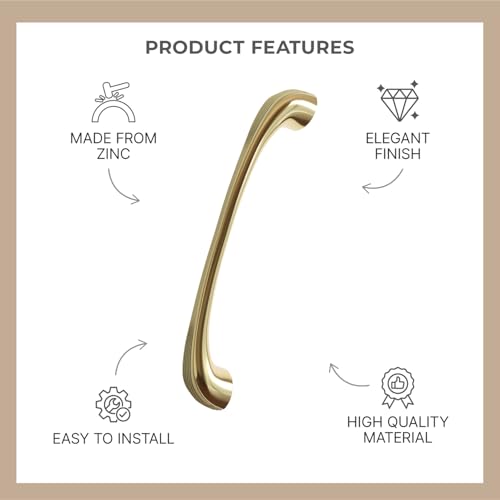 Image of LAPO 4 Inch Cabinet Pull Handles for Kitchen Furniture, Drawer and Cupboard Grip Handle, Smooth Holding Design, Hole to Hole Size 10 cm, Easy Install, Durable Structure (Antique Gold, Pack of 2)
