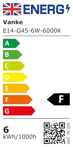 Vanke E14 LED Light Bulb, Cool White 40W Equivalent Golf Ball Bulbs, 6W SES Energy Saver Bulb, 6000K, 470 Lumen, Non-Dimmable, 3-Pack - Image 8