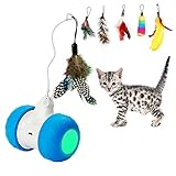 Toozey Interaktives Elektronisches Katzenspielzeug, Automatisches Selbstdrehendes Intelligentes Katzenspielzeug, USB-wiederaufladbar, mit Buntem Federspielzeug