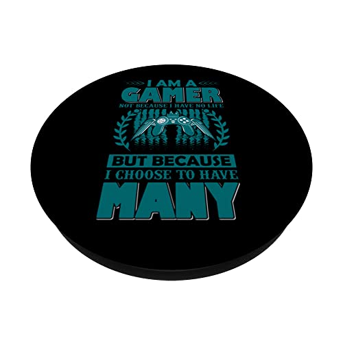 Gamer Gaming Video Games Nerd Geek Controller PopSockets Swappable PopGrip, Black - Image 2