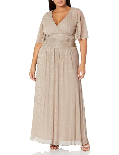 Image of S.L. Fashions Women's Long A-line Mother of The Bride Dress with Ruched Waist (Plus Size)
