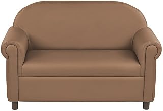 ECR4Kids SoftZone Little Lux Upholstered Youth Sofa for Kids Room, Chocolate