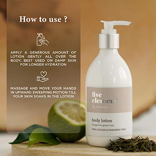 Image of Kimirica Five Elements Moisturizing Scented Body Lotion with Tangerine and Green Tea for All Skin Type | Instant Hydration| Vegan and Paraben-Free | for Men & Women | 300ml