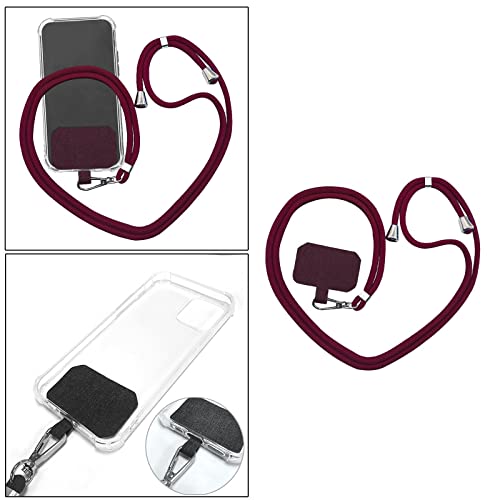 NC Corda ajustável para smartphone Correia de pescoço para celular Corda de mão - Vinho tinto