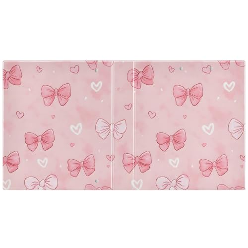 Image of White Pink Bow Heart 3 Ring Binder with 2 Interior Pockets 1.5 inch Binders 3 Ring Heavy Duty Fit 8.5 inch x 11 inch Letter Size for Office School, 2 Pack