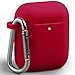 AirPods Case, GMYLE Silicone Protective Shockproof Wireless Charging Airpods Earbuds Case Cover Skin with Keychain Accessory kit Set Compatible for Apple AirPods 2 & 1 2016-2019 - Red
