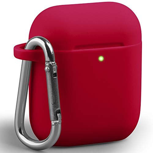 GMYLE Protective Case for Airpods, Silicone Wireless Charging Earbuds Cover with Keychain Accessories kit Set Compatible with Apple AirPods 2 & 1 â€“ True Red