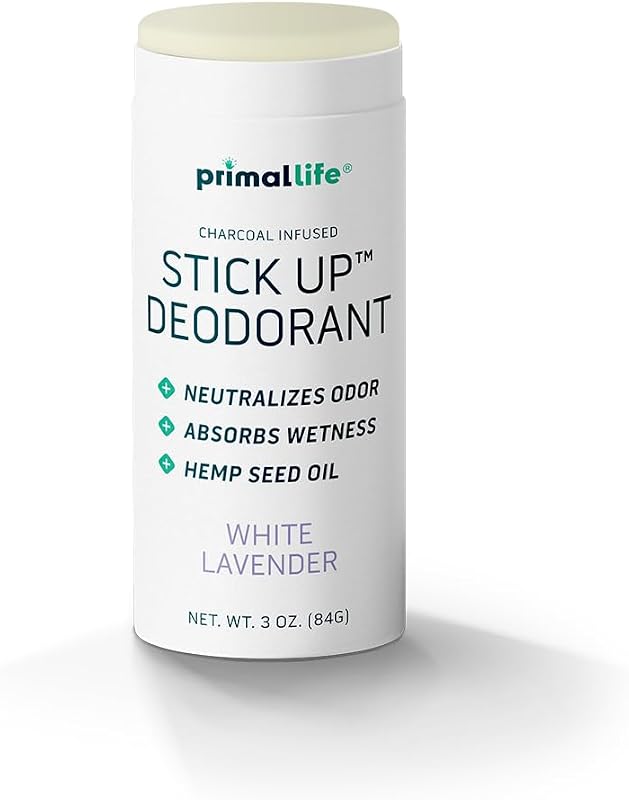 Desodorante em bastão Primal Life Organics White Lavender com argila bentonita, araruta, magnésio e zinco, 85 g