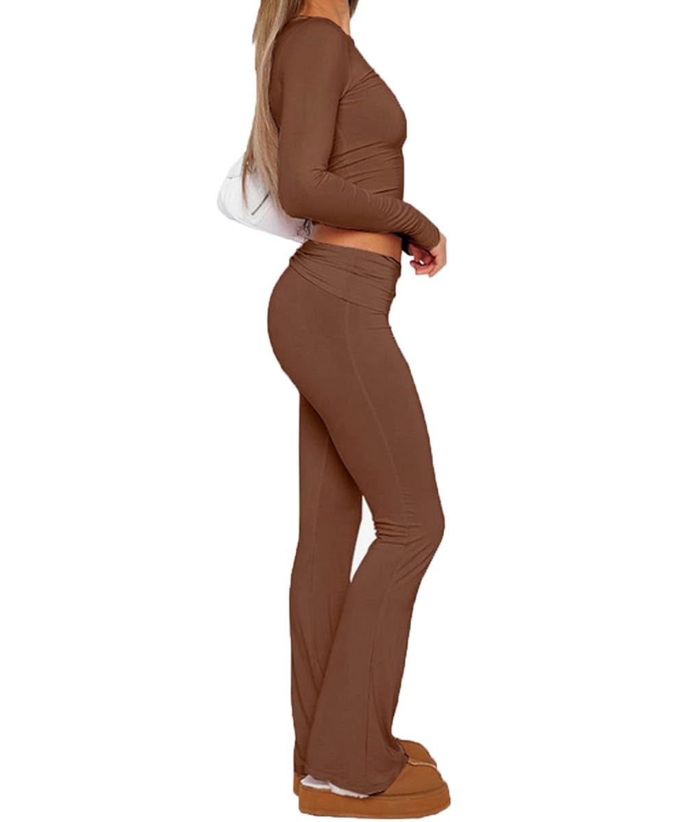 ABINGOO Conjunto de Yoga para Mujer Conjunto de Ropa Deportiva de Fitness 2 Piezas Crop Top y Pantalón Elástico de Cintura Baja