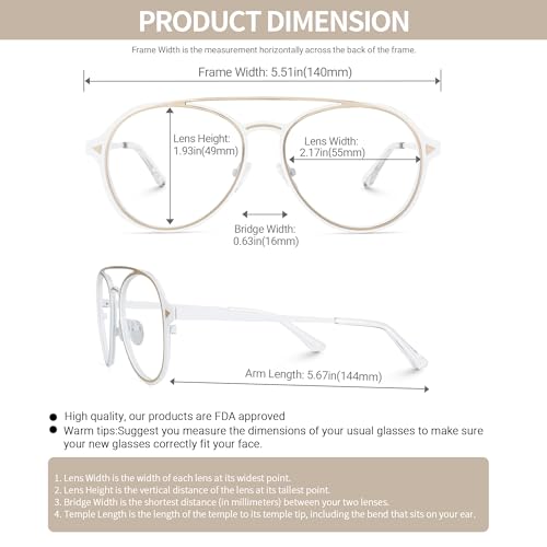 Image of VOOGLAM Stylish Aviator Blue Light Blocking Glasses for Men Women Anti Eyestrain UV Eyewear Ellasyn