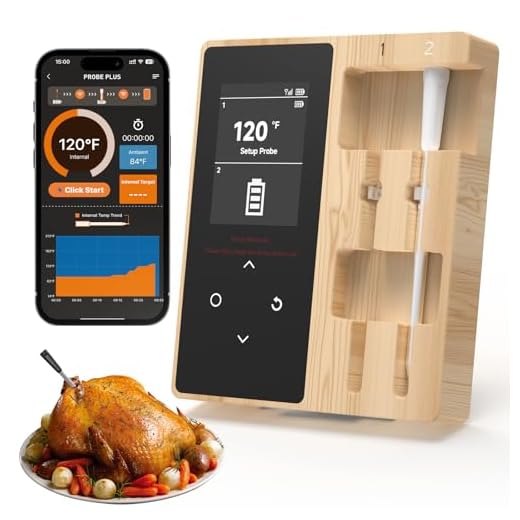 Smart Wireless Meat Thermometer with 2 Color-Coded Probes,Standalone Display Base, Accuracy ±1°F，Digital Bluetooth Thermometer for Cooking, Oven, Smoker, BBQ, Grill Real-Time Monitoring in App
