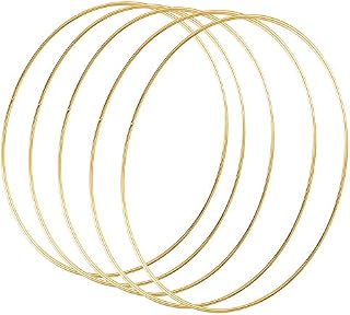 Sntieecr 5 Pack 20 inch/ 50 cm Large Metal Floral Hoop Wreath Macrame Gold Craft Hoop Rings for DIY Wedding Wreath Decor, Dream Catcher and Wall Hanging Craft