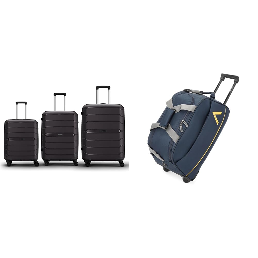 aristocrat Liberty 8 Wheel Set of 3 Large Size (Check-in), Medium Size (Check-in) & Cabin (Small + Cadet Polyester 52 cms Blue Travel Duffle (Cadet)-picture-51
