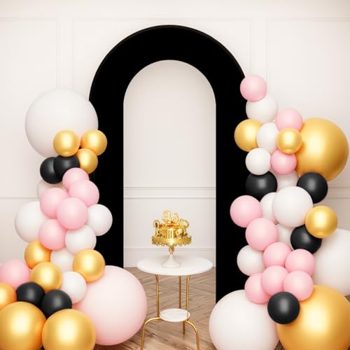 Babenest 7.2FT Spandex Open Arch Backdrop Cover for Party Wedding, Black - image 1
