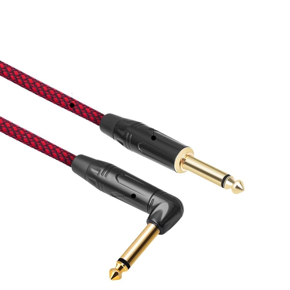 Cable de guitarra eléctrica de 3 metros, recto a ángulo recto, cable de instrumento de 1/4 pulgadas