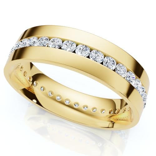 Pompeii 1.10Ct Diamond Eternity Men's Wedding Ring Polished Band 14k Gold Lab Grown (F/G,VS1-VS2)