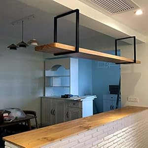 BNxgj Hangend plafondrek wandplank hangende wijnrek houten bar voor restaurant plafondpartitie muurbevestiging (maat…